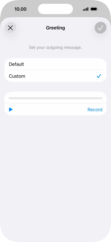 Press Default to select the default greeting.