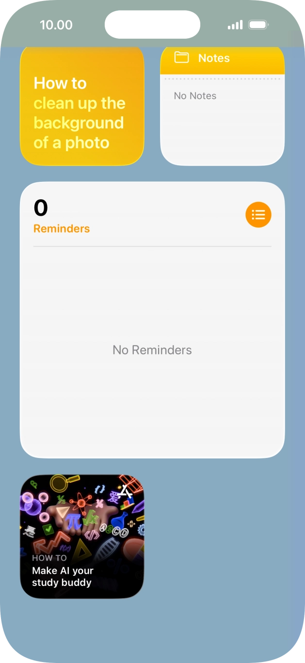 Press and hold the required widget until a pop-up menu is displayed. Press and hold the required widget until a pop-up menu is displayed.