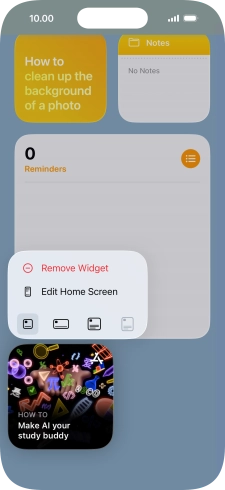 Press Remove Widget.