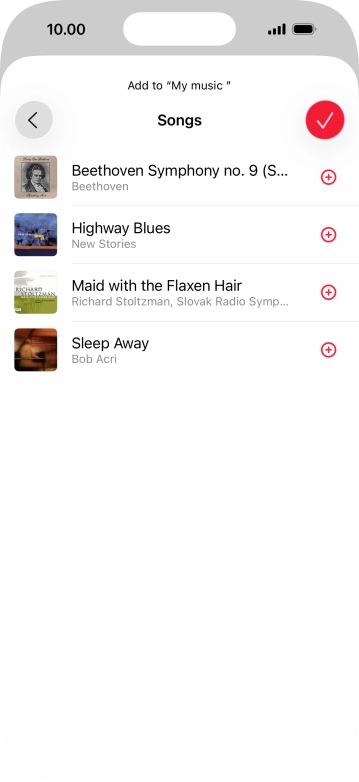 Go to the required category and press the add icon next to the required audio file.
