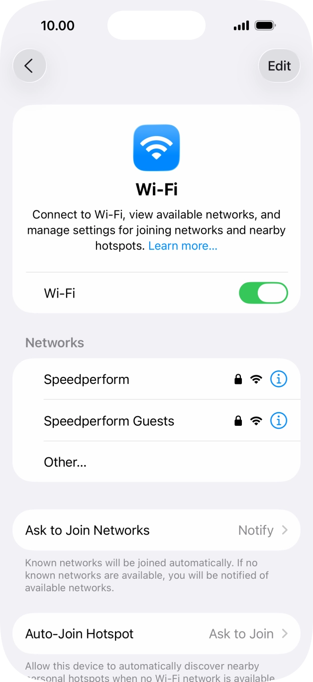 Press the required WiFi network and key in the password for the WiFi network.