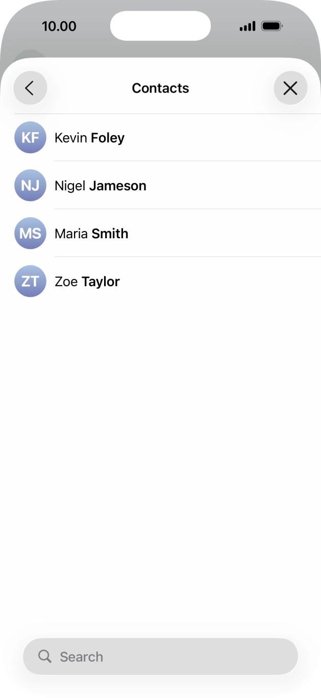 Press the required contact. Press the required contact.