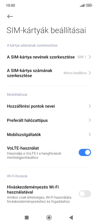 Válaszd a Hozzáférési pontok nevei lehetőséget.