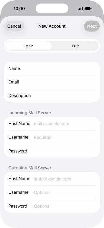 Press IMAP.