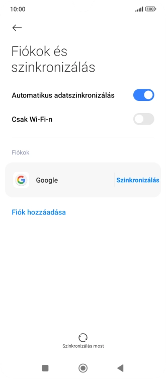 Válaszd a Fiók hozzáadása lehetőséget.