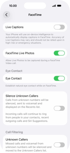Press the indicator next to 'Live Captions' to turn the function on or off.