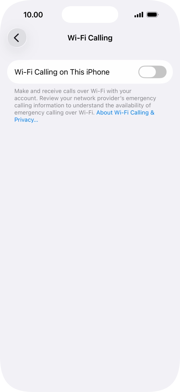 Press the indicator next to 'Wi-Fi Calling on This iPhone' to turn the function on or off.