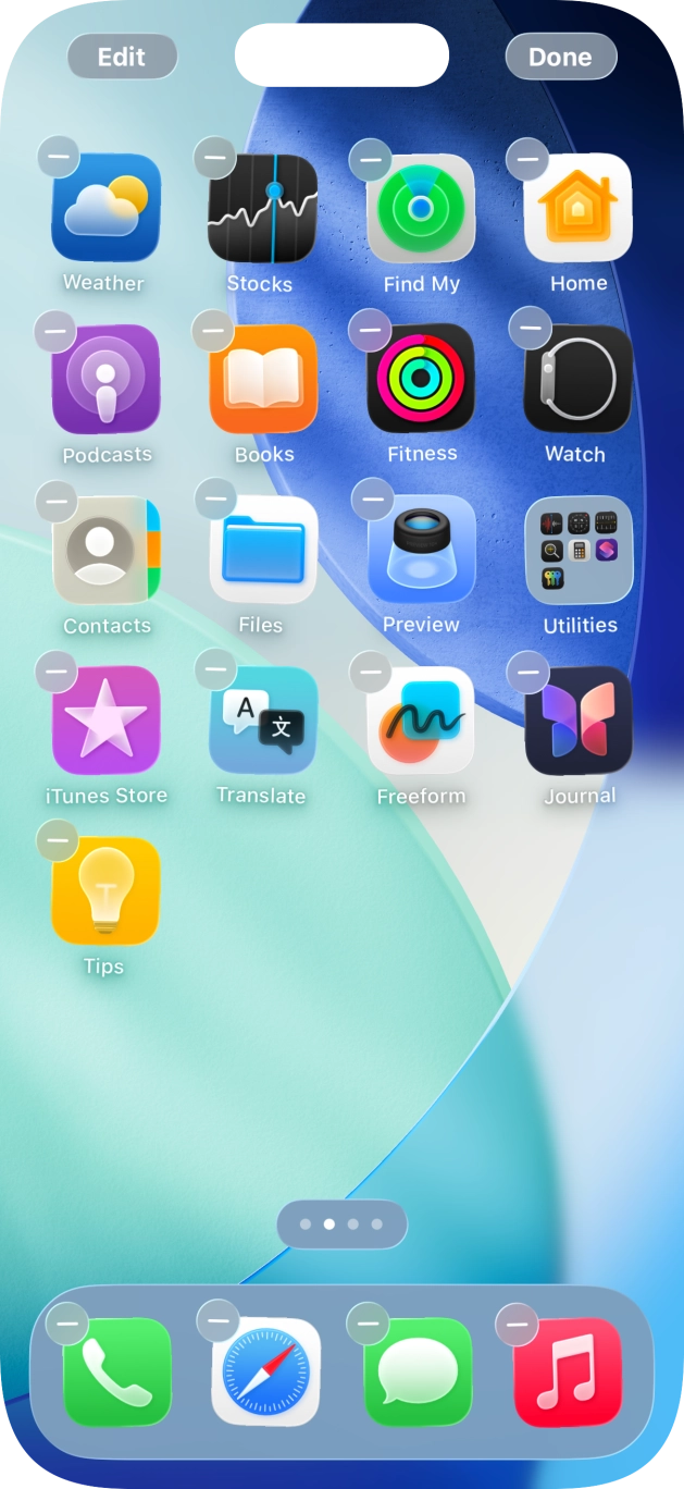 Press the home screen page icon. Press the home screen page icon.
