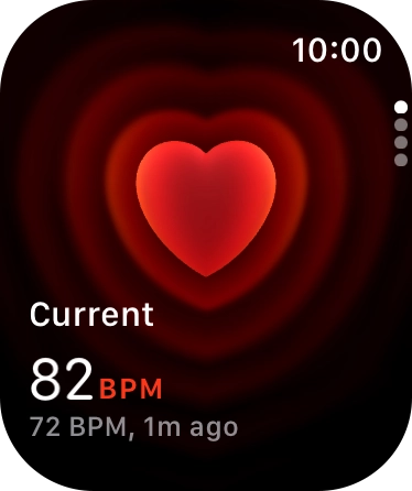 Your current heart rate is displayed below Current. Your current heart rate is displayed below Current.