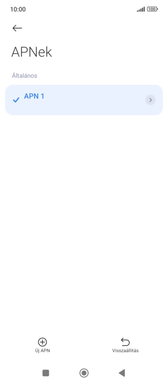 Válaszd az Új APN lehetőséget.
