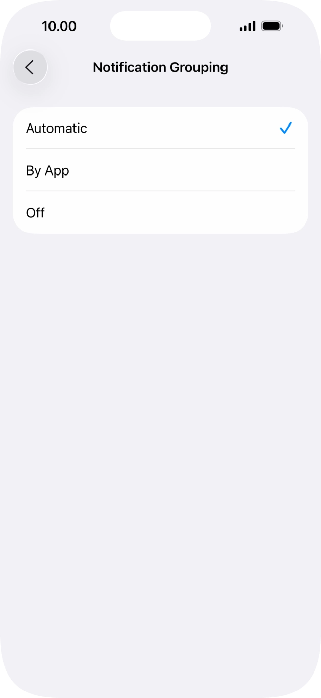 Press the required setting. Press the required setting.