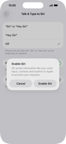 Press Enable Siri.