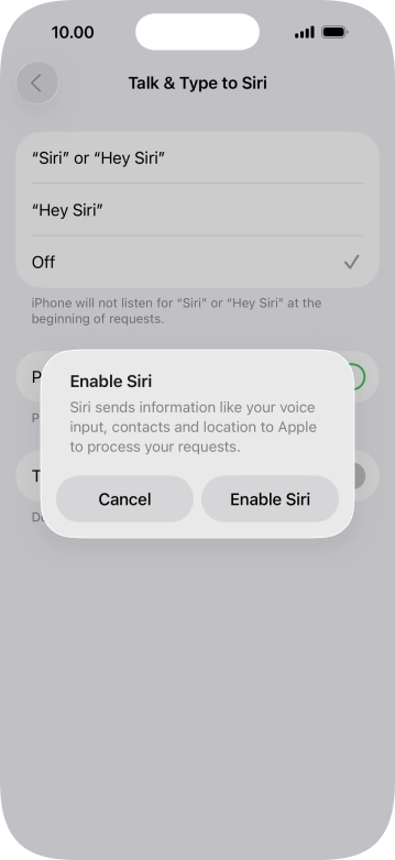 Press Enable Siri.