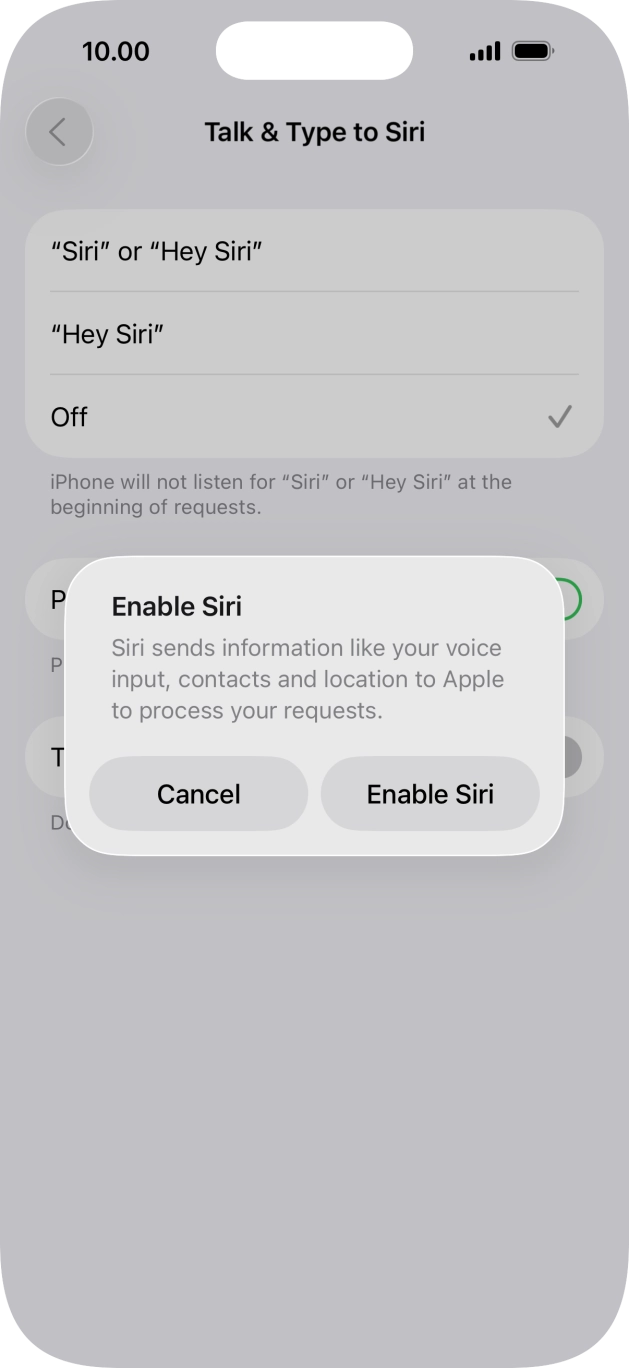 Press Enable Siri. Press Enable Siri.