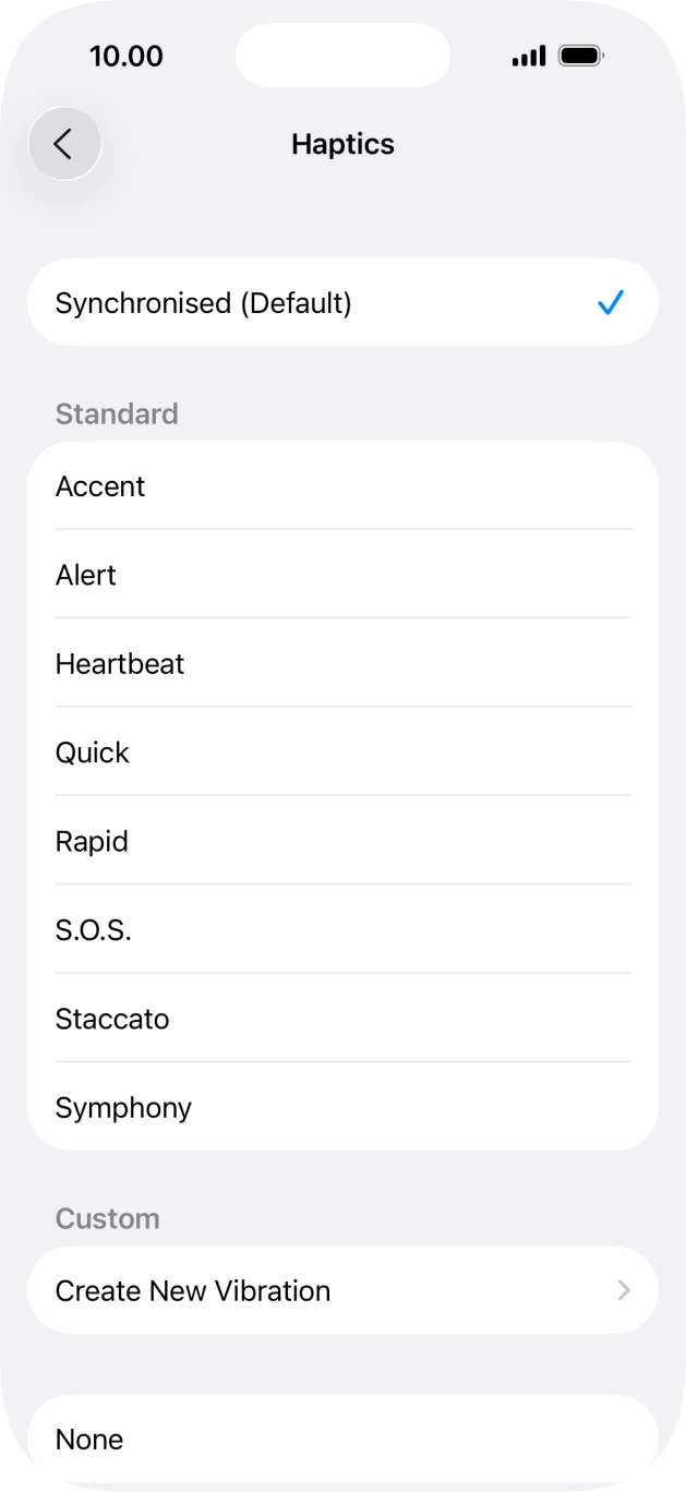 Press the required setting to turn on the function.