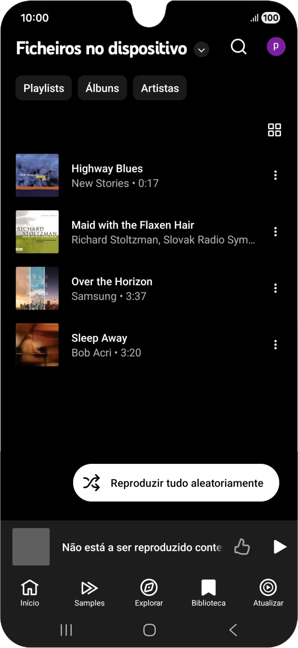 Prima o ficheiro de música pretendido.