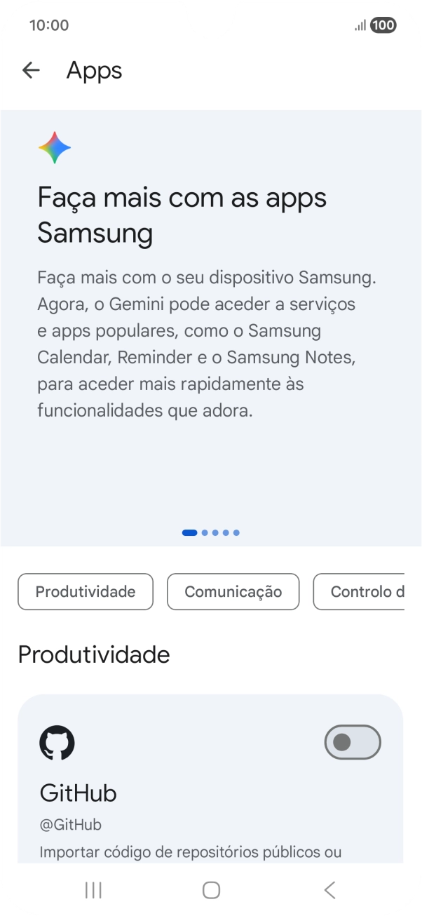 Prima o indicador junto à extensão pretendida para ativar a função.