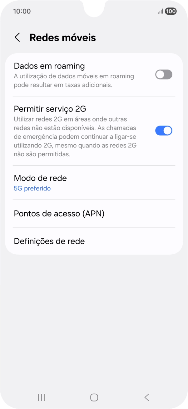 Prima Definições de rede.