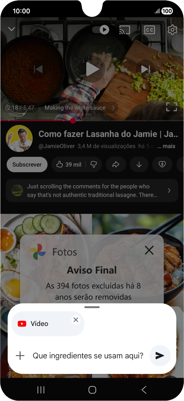 Siga as indicações no ecrã para escrever ou ditar a pergunta pretendida para o vídeo.