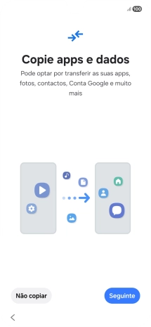 É possível transferir conteúdo de outro telefone quando o telefone for ativado antes da primeira utilização e quando o telefone tiver sido reiniciado. Quando esta imagem for mostrada no ecrã, o telefone está pronto para transferir conteúdo de outro telefone.