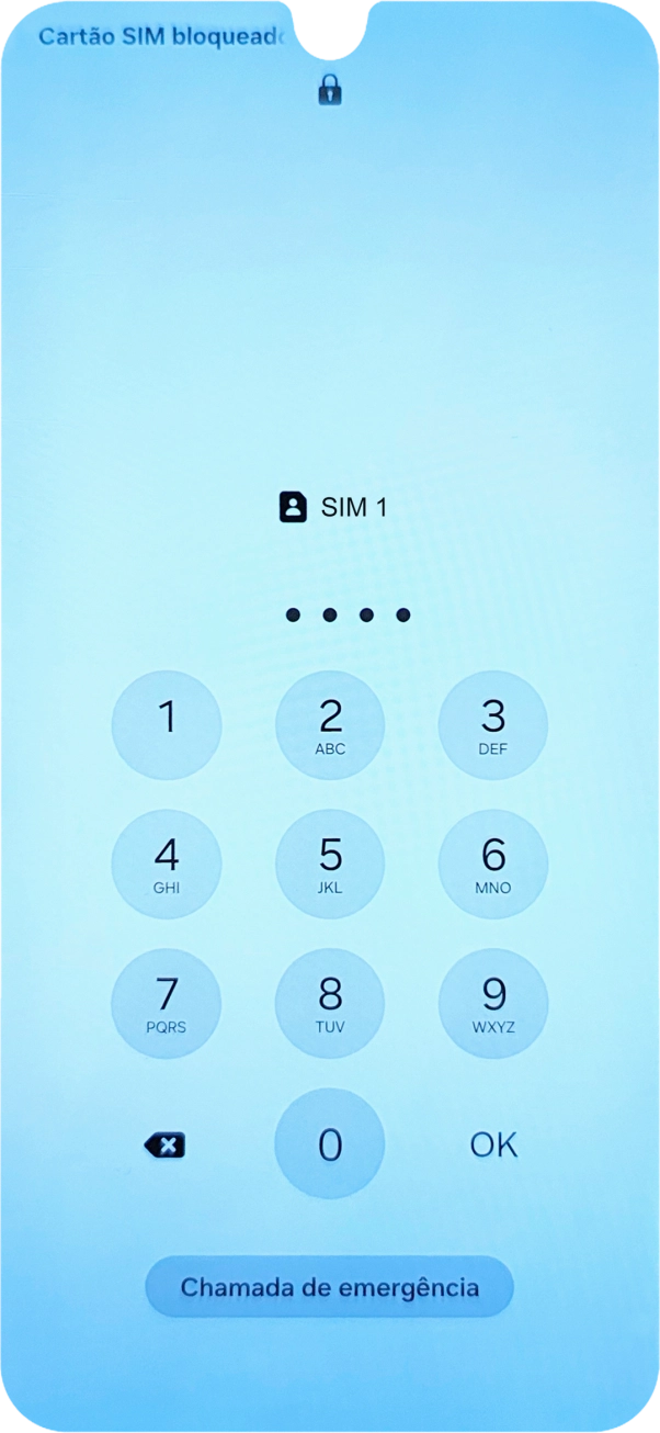 Se o cartão SIM estiver bloqueado, deve introduzir o código PIN e premir OK.