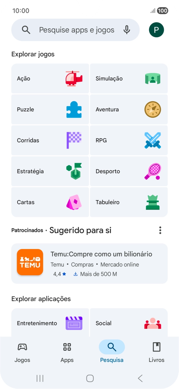 Prima a caixa de pesquisa.
