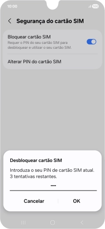 Introduza o seu código PIN e prima OK.