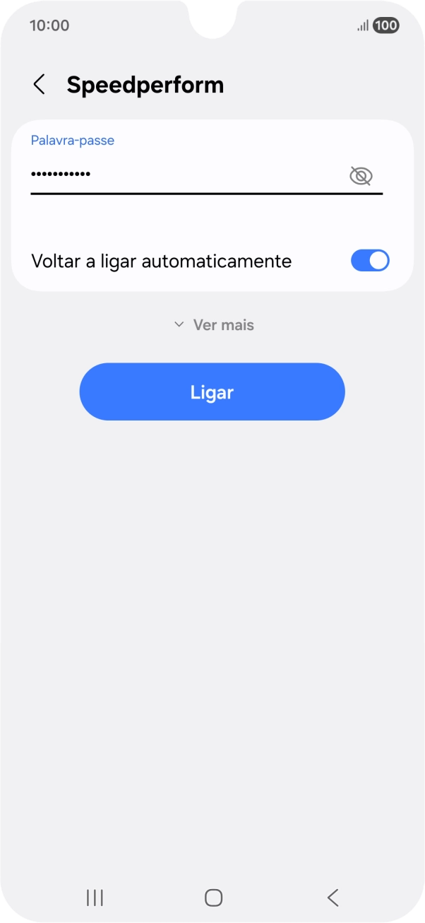 Introduza a password da rede Wi-Fi e prima Ligar.