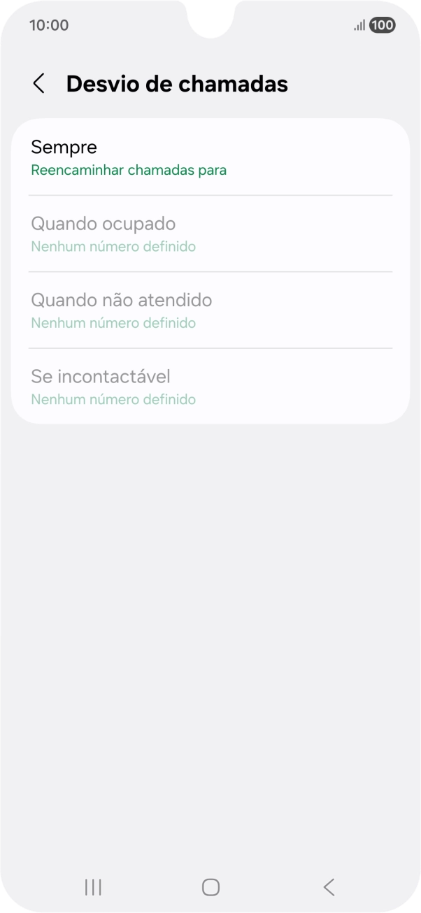 Prima o tipo de desvio pretendido.