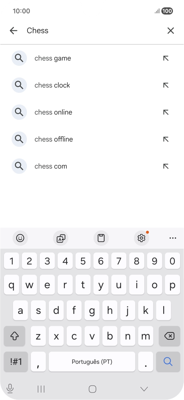 Introduza o nome ou categoria da app pretendida e prima o ícone para pesquisar.