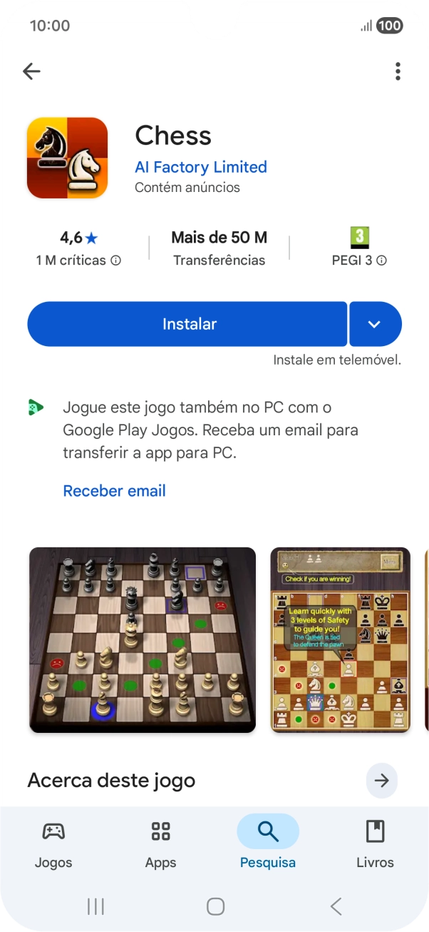 Prima Instalar e siga as indicações no ecrã para instalar a app.