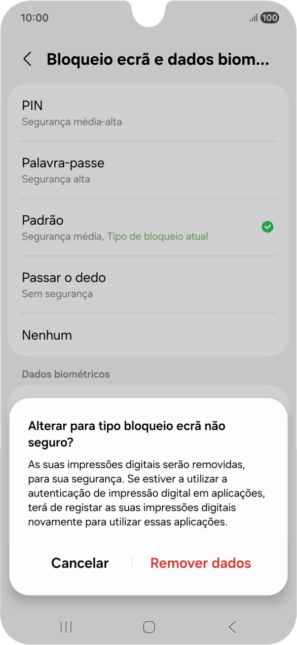 Prima Remover dados.