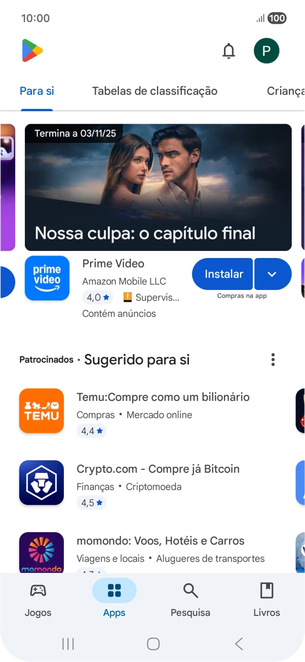 Prima o ícone de perfil.