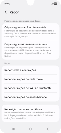 Prima Reposição de dados de fábrica.