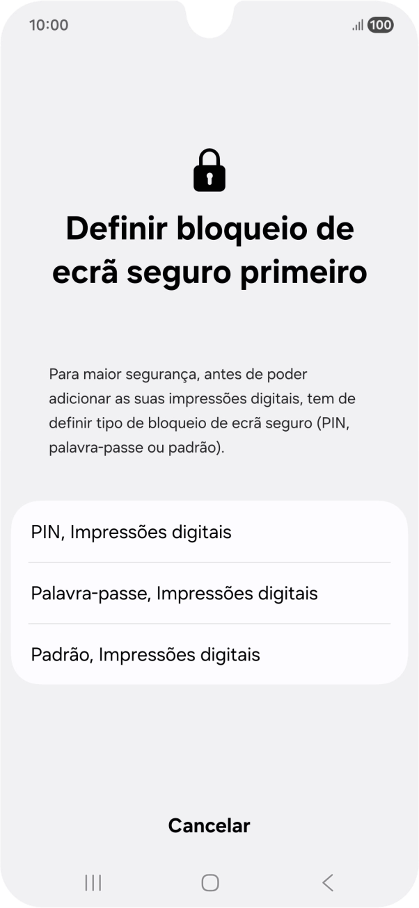 Prima o código de bloqueio do telefone pretendido e siga as indicações no ecrã para estabelecer um código de bloqueio adicional.