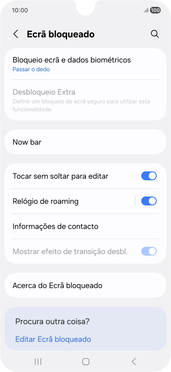 Prima Bloqueio ecrã e dados biométricos.