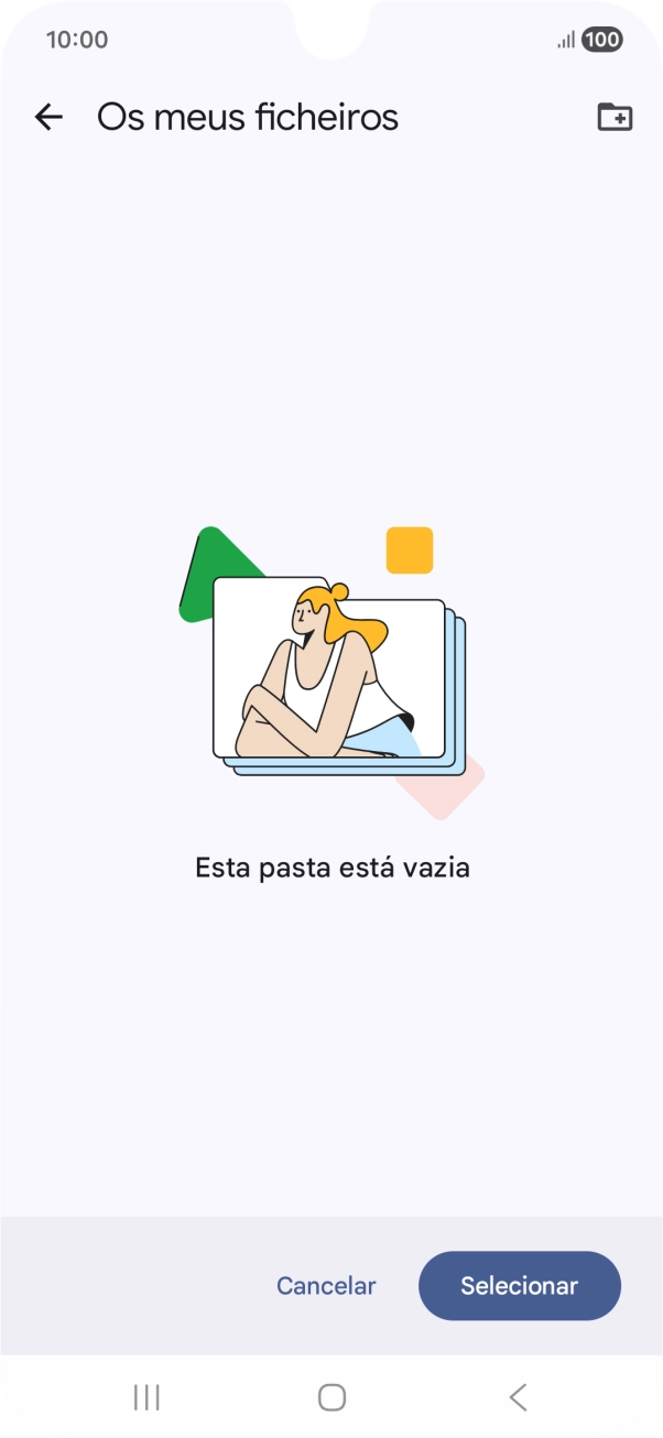 Se quiser criar uma nova pasta, prima o ícone de nova pasta e siga as indicações no ecrã para criar uma nova pasta.