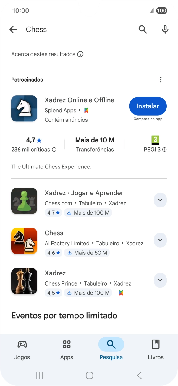 Prima a app pretendida.