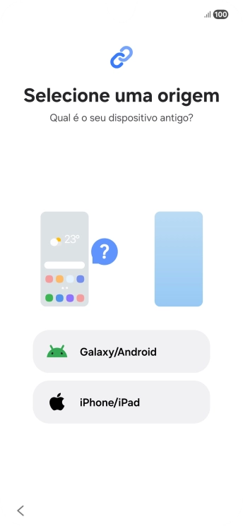 Prima a definição pretendida e siga as indicações no ecrã para transferir conteúdo de outro telefone.