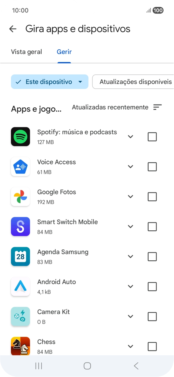 Prima a app pretendida.
