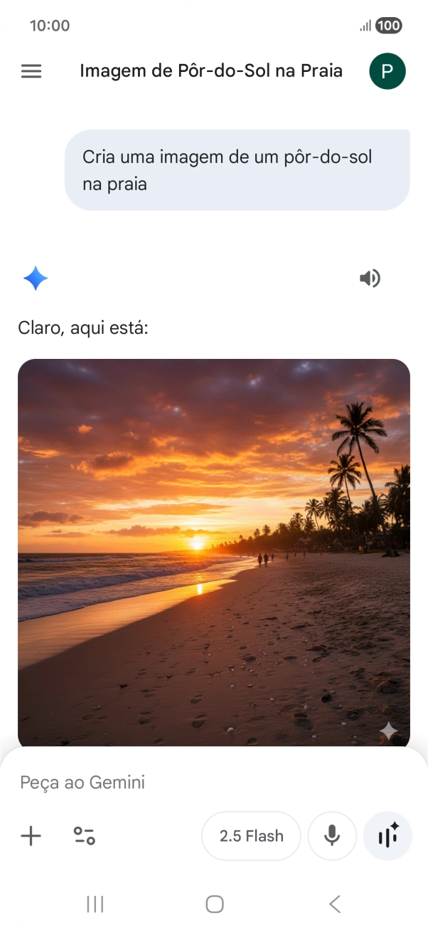 Também é possível solicitar à Gemini que gere uma imagem baseada na sua descrição.