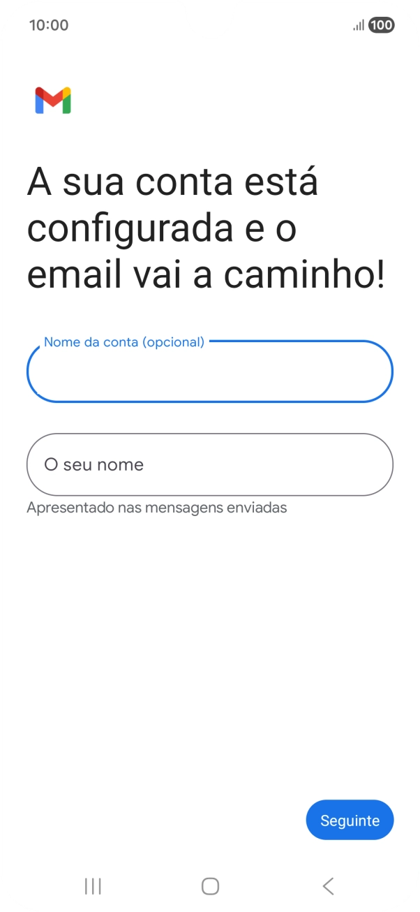 Prima O seu nome e introduza o nome do remetente pretendido.