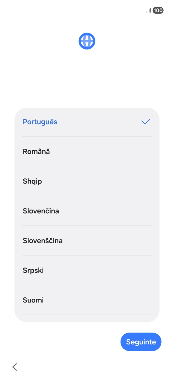 Prima o idioma pretendido.