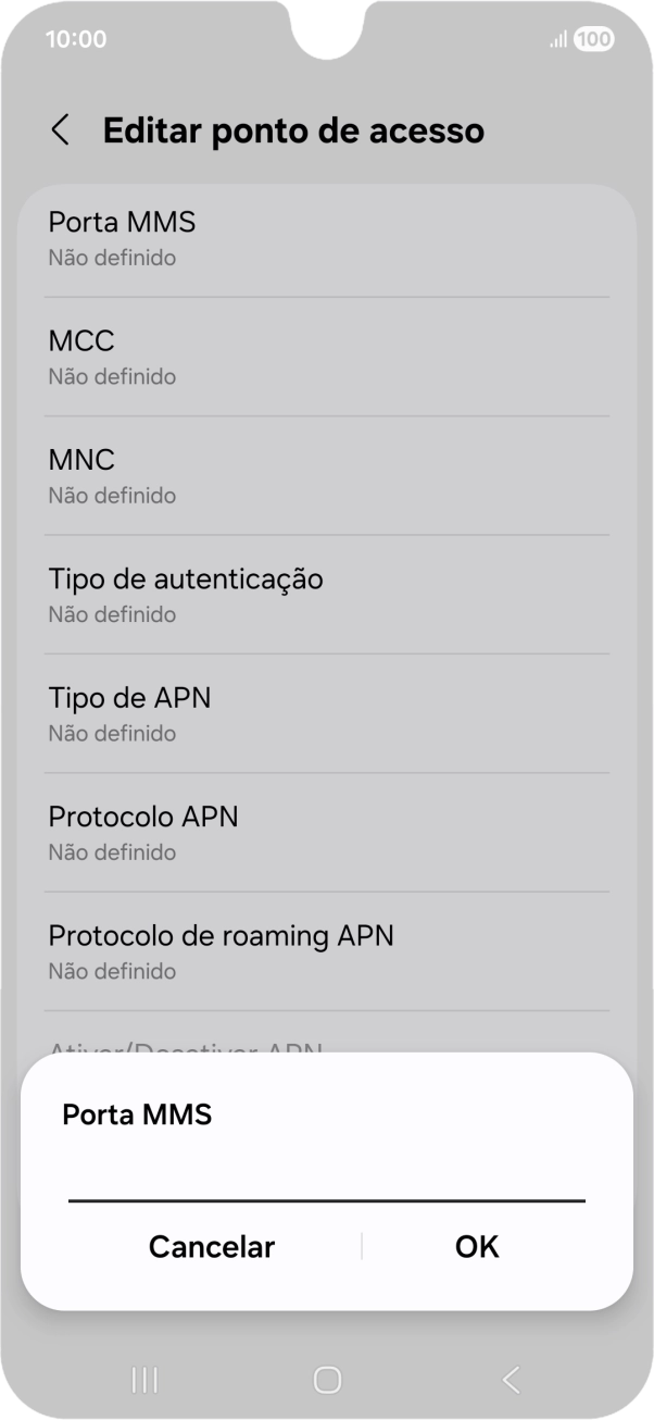 Introduza 80 e prima OK.