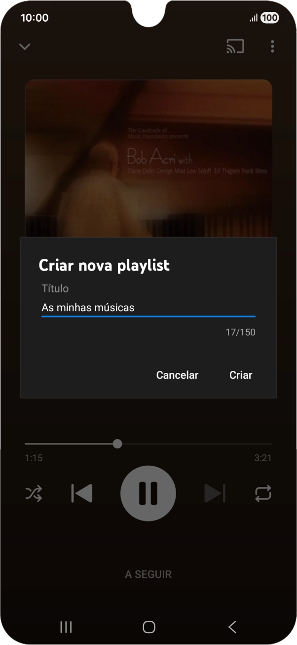 Introduza o nome pretendido para a lista de reprodução e prima Criar.