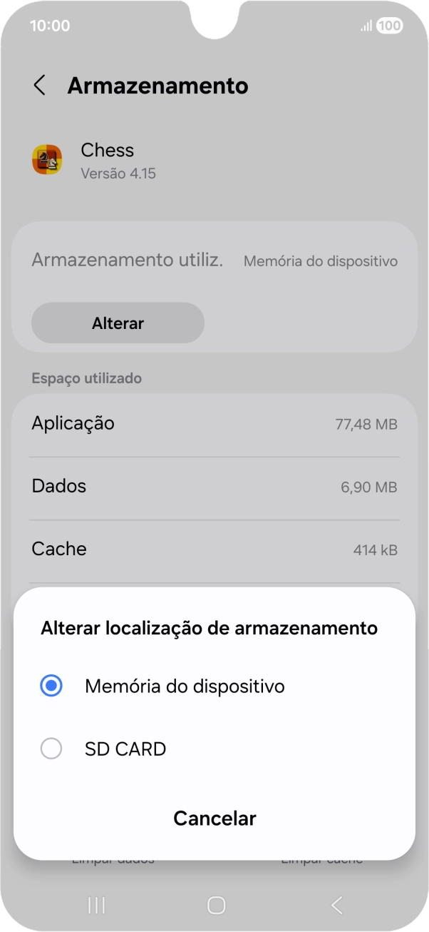 Prima o nome do cartão de memória.