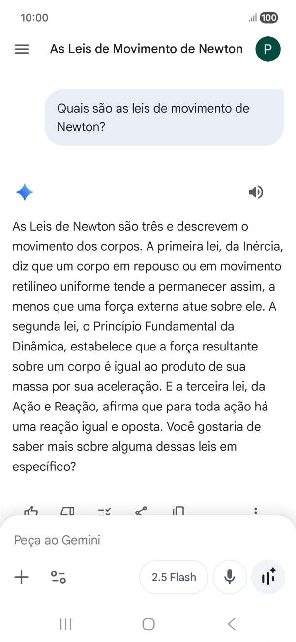 A transcrição da conversa com a Gemini Live é agora mostrada no ecrã.