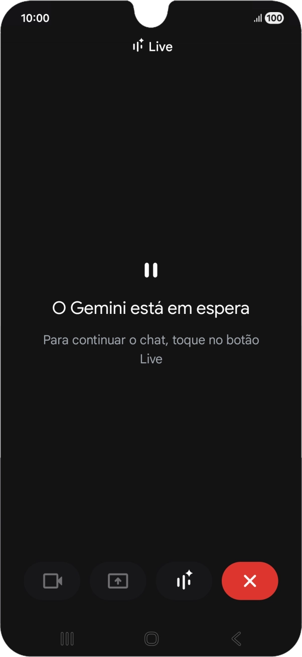 Para reiniciar a conversa, prima o ícone para retomar.