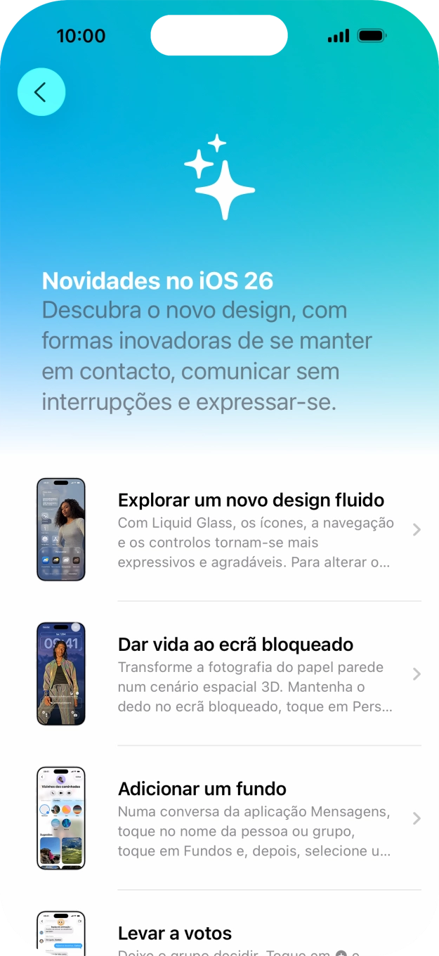 Para voltar ao ecrã inicial, deslize o dedo de baixo para cima a partir da base do ecrã.