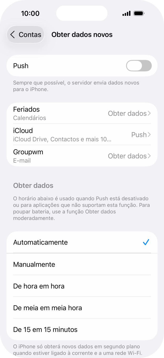 Se desativar a função, prima a definição pretendida.